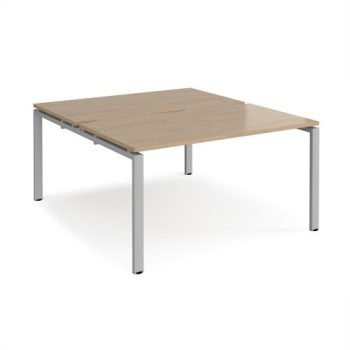 Adapt back to back desks 1400mm x 1600mm - silver frame Kendal Oak Top - E1416-S-KO