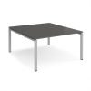 Adapt back to back desks 1400mm x 1600mm - silver frame storm grey top - E1416-S-OG