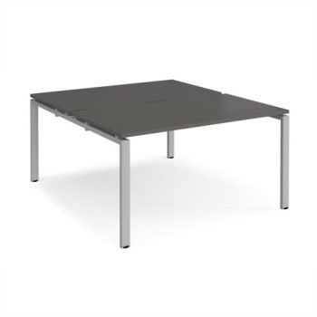Adapt back to back desks 1400mm x 1600mm - silver frame storm grey top - E1416-S-OG