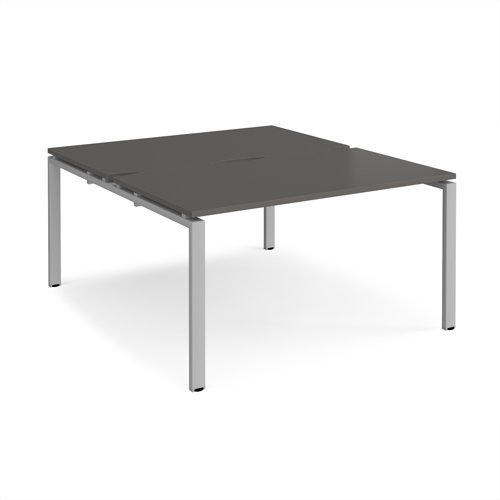 Adapt back to back desks 1400mm x 1600mm - silver frame storm grey top - E1416-S-OG