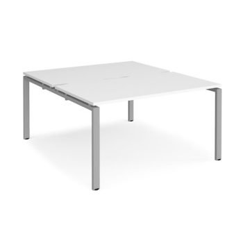 Adapt back to back desks 1400mm x 1600mm - silver frame White Top - E1416-S-WH