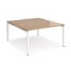 Adapt back to back desks 1400mm x 1600mm - white frame Beech top - E1416-WH-B
