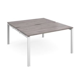 Adapt back to back desks 1400mm x 1600mm - white frame Grey Oak Top - E1416-WH-GO