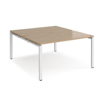 Adapt back to back desks 1400mm x 1600mm - white frame Kendal Oak Top - E1416-WH-KO