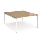 Adapt back to back desks 1400mm x 1600mm - white frame Oak Top - E1416-WH-O