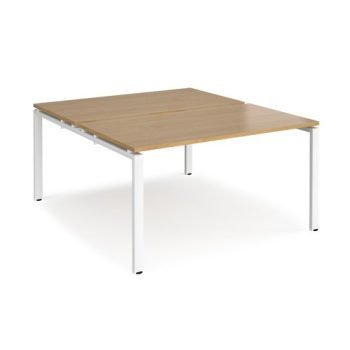 Adapt back to back desks 1400mm x 1600mm - white frame Oak Top - E1416-WH-O