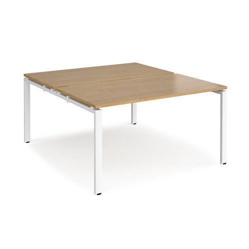 Adapt back to back desks 1400mm x 1600mm - white frame Oak Top - E1416-WH-O