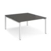 Adapt back to back desks 1400mm x 1600mm - white frame storm grey top - E1416-WH-OG