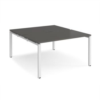 Adapt back to back desks 1400mm x 1600mm - white frame storm grey top - E1416-WH-OG