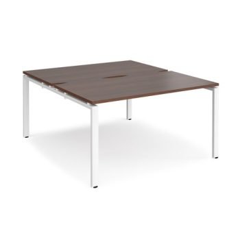 Adapt back to back desks 1400mm x 1600mm - white frame Walnut top - E1416-WH-W