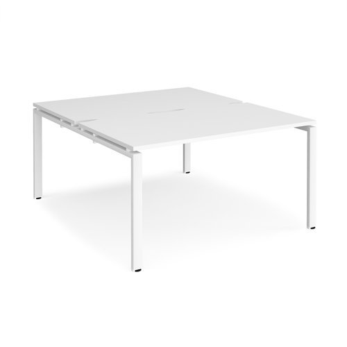 Adapt back to back desks 1400mm x 1600mm - white frame White Top - E1416-WH-WH