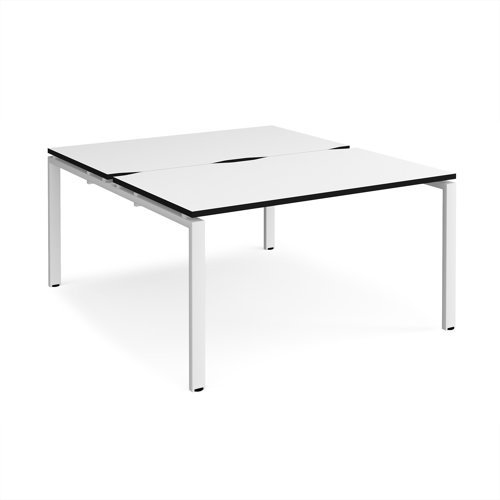 Adapt back to back desks 1400mm x 1600mm - white frame White Top black edge - E1416-WH-WK