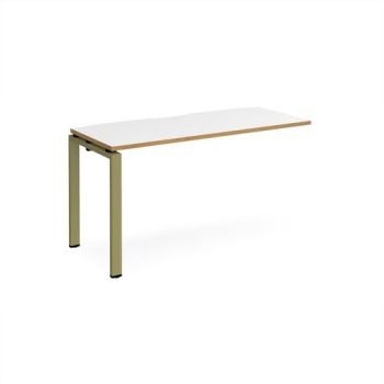 Adapt add on unit single 1400mm x 600mm - green frame White Top oak edge - E146-AB-GN-WO