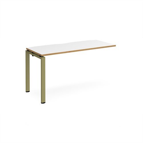 Adapt add on unit single 1400mm x 600mm - green frame White Top oak edge - E146-AB-GN-WO