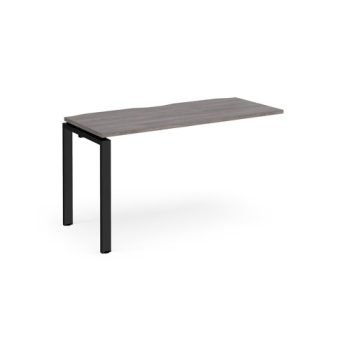 Adapt add on unit single 1400mm x 600mm - black frame Grey Oak Top - E146-AB-K-GO