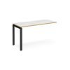Adapt add on unit single 1400mm x 600mm - black frame White Top with oak edging - E146-AB-K-WO