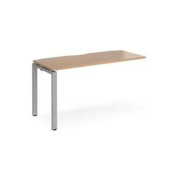Adapt add on unit single 1400mm x 600mm - silver frame Beech top - E146-AB-S-B