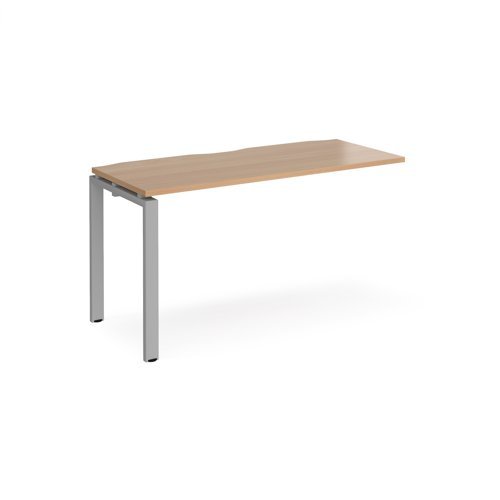 Adapt add on unit single 1400mm x 600mm - silver frame Beech top - E146-AB-S-B