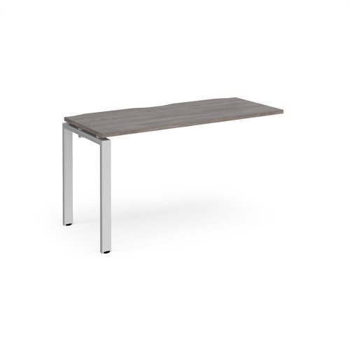 Adapt add on unit single 1400mm x 600mm - silver frame Grey Oak Top - E146-AB-S-GO
