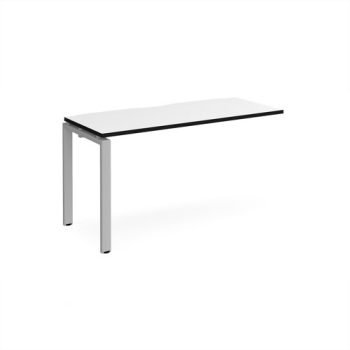 Adapt add on unit single 1400mm x 600mm - silver frame White Top black edge - E146-AB-S-WK