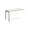 Adapt add on unit single 1400mm x 600mm - silver frame White Top with oak edging - E146-AB-S-WO