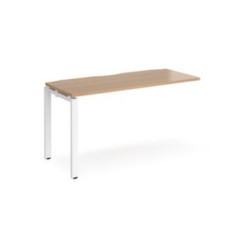 Adapt add on unit single 1400mm x 600mm - white frame Beech top - E146-AB-WH-B