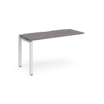 Adapt add on unit single 1400mm x 600mm - white frame Grey Oak Top - E146-AB-WH-GO