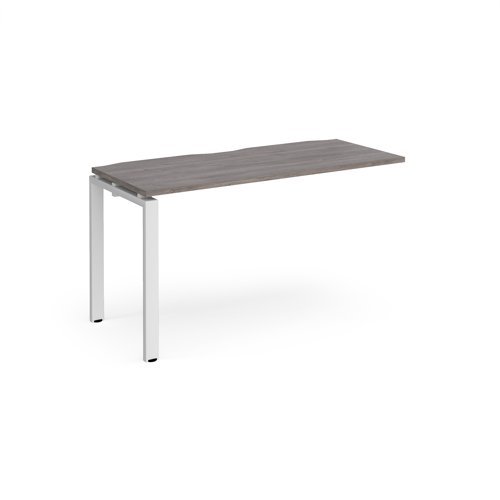 Adapt add on unit single 1400mm x 600mm - white frame Grey Oak Top - E146-AB-WH-GO