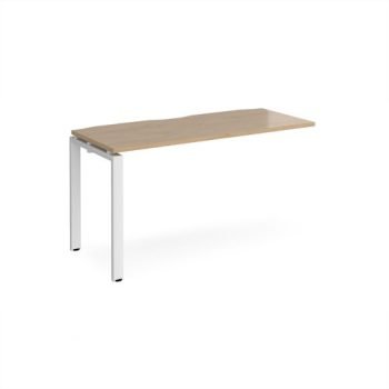 Adapt add on unit single 1400mm x 600mm - white frame Kendal Oak Top - E146-AB-WH-KO