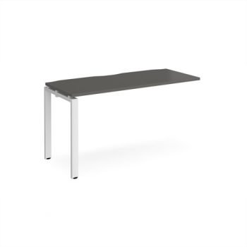 Adapt add on unit single 1400mm x 600mm - white frame storm grey top - E146-AB-WH-OG