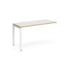 Adapt add on unit single 1400mm x 600mm - white frame White Top with oak edging - E146-AB-WH-WO