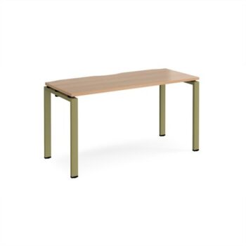 Adapt single desk 1400mm x 600mm - green frame Beech top - E146-GN-B