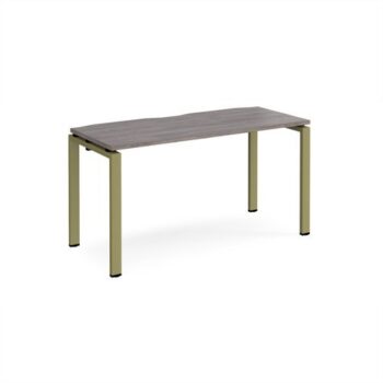Adapt single desk 1400mm x 600mm - green frame Grey Oak Top - E146-GN-GO