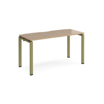 Adapt single desk 1400mm x 600mm - green frame Kendal Oak Top - E146-GN-KO