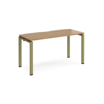 Adapt single desk 1400mm x 600mm - green frame Oak Top - E146-GN-O