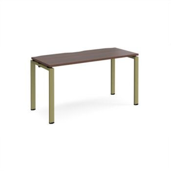 Adapt single desk 1400mm x 600mm - green frame Walnut top - E146-GN-W