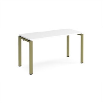 Adapt single desk 1400mm x 600mm - green frame White Top - E146-GN-WH