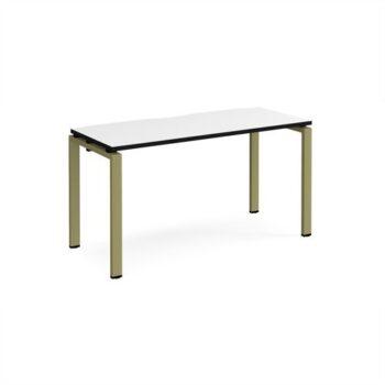 Adapt single desk 1400mm x 600mm - green frame White Top black edge - E146-GN-WK