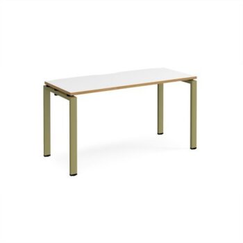 Adapt single desk 1400mm x 600mm - green frame White Top oak edge - E146-GN-WO