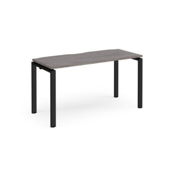 Adapt single desk 1400mm x 600mm - black frame Grey Oak Top - E146-K-GO
