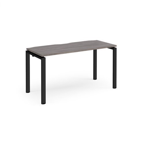 Adapt single desk 1400mm x 600mm - black frame Grey Oak Top - E146-K-GO
