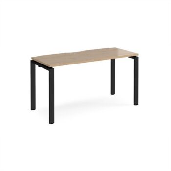 Adapt single desk 1400mm x 600mm - black frame Kendal Oak Top - E146-K-KO