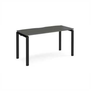 Adapt single desk 1400mm x 600mm - black frame storm grey top - E146-K-OG