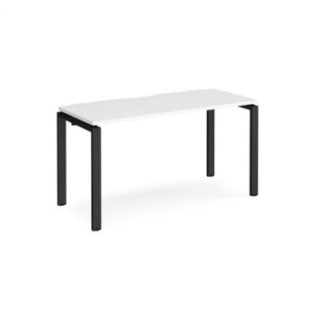Adapt single desk 1400mm x 600mm - black frame White Top - E146-K-WH