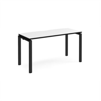 Adapt single desk 1400mm x 600mm - black frame White Top black edge - E146-K-WK