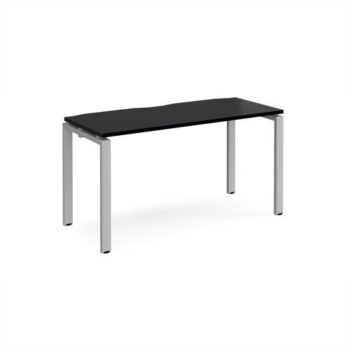 Adapt single desk 1400mm x 600mm - silver frame black top - E146-S-BK