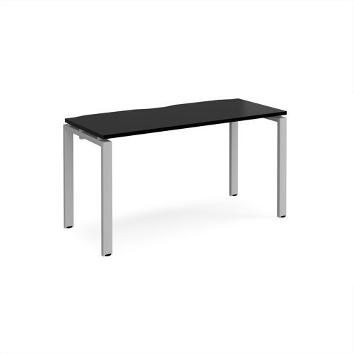 Adapt single desk 1400mm x 600mm - silver frame black top - E146-S-BK