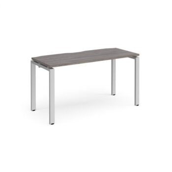 Adapt single desk 1400mm x 600mm - silver frame Grey Oak Top - E146-S-GO