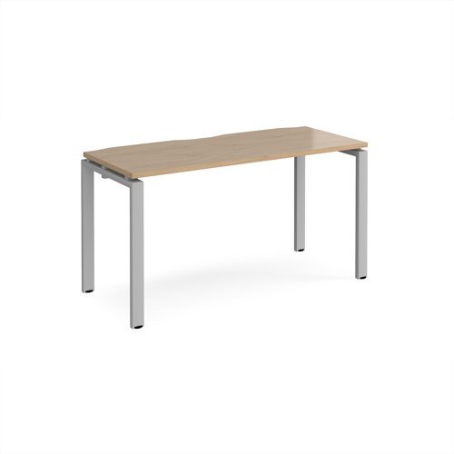 Adapt single desk 1400mm x 600mm - silver frame Kendal Oak Top - E146-S-KO