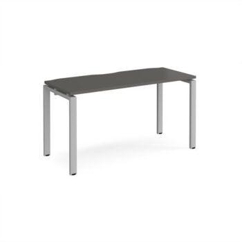 Adapt single desk 1400mm x 600mm - silver frame storm grey top - E146-S-OG